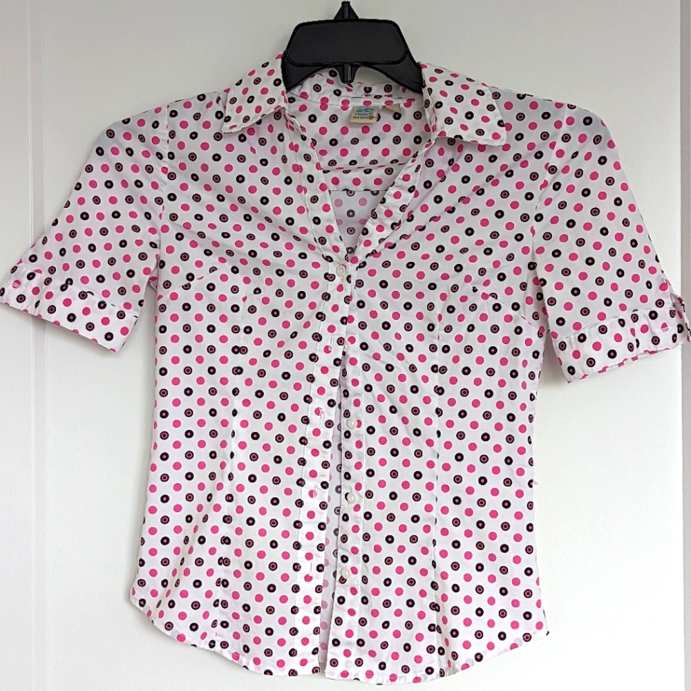 SO white polka dot small top